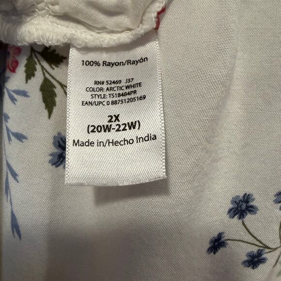 Terra & Sky Size 2X Floral Cottagecore Blouse Boho Ruffle Hem Top Off Shoulder - Picture 4 of 9